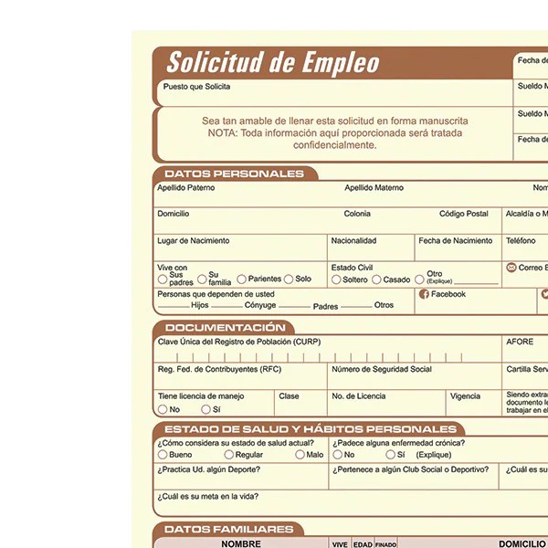 SOLICITUD EMPLEO PRINTAFORM CTA. 25H. 2002 E.3 C.72